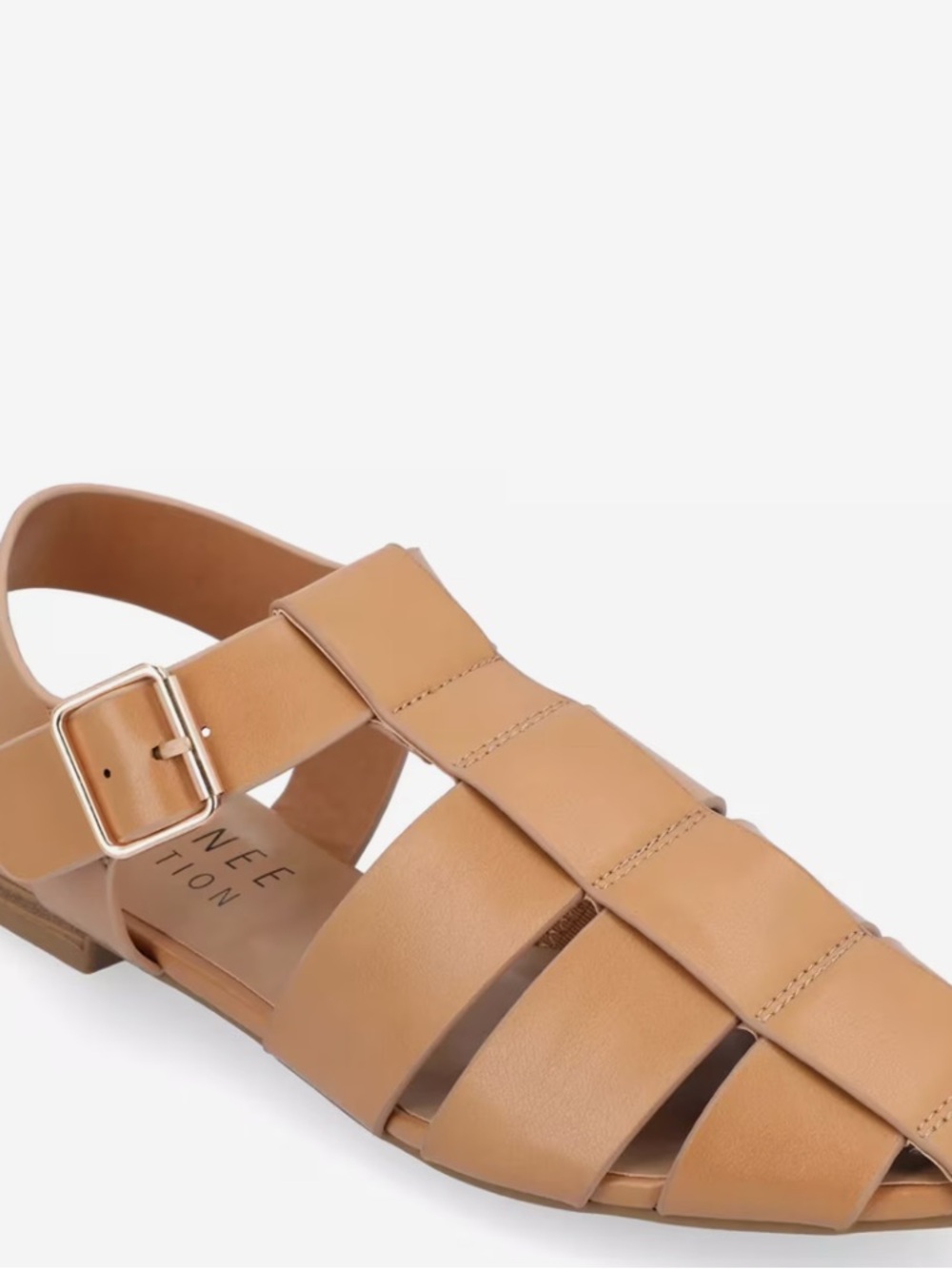 Journee Collection Cailinna Tan Fisherman Sandals Almond Toe Classic Strappy